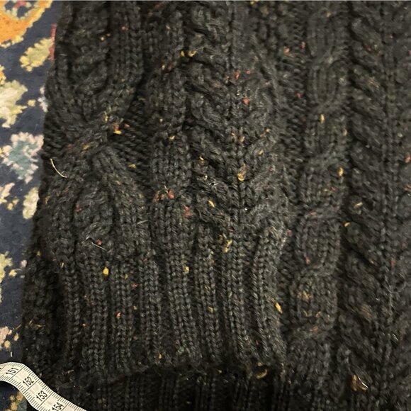 Handknit Irish Fisherman Sweater Green 2XL Wool Cableknit Chunky Grandpa Preppy - Picture 5 of 8